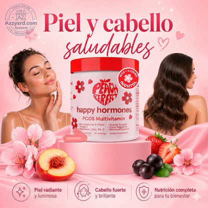 🍑✨ Peach Perfect™ Happy Hormones Formula 🌸💖 | Mio-Inositol + D-Chiro 40:1 🧬 Omega-3, Vitamina D3, Magnesio y Zinc ⚡ Apoya el balance hormonal, energía, mood y bienestar femenino 🌿 120 Cápsulas Premium 💊
