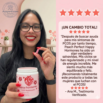 🍑✨ Peach Perfect™ Happy Hormones Formula 🌸💖 | Mio-Inositol + D-Chiro 40:1 🧬 Omega-3, Vitamina D3, Magnesio y Zinc ⚡ Apoya el balance hormonal, energía, mood y bienestar femenino 🌿 120 Cápsulas Premium 💊