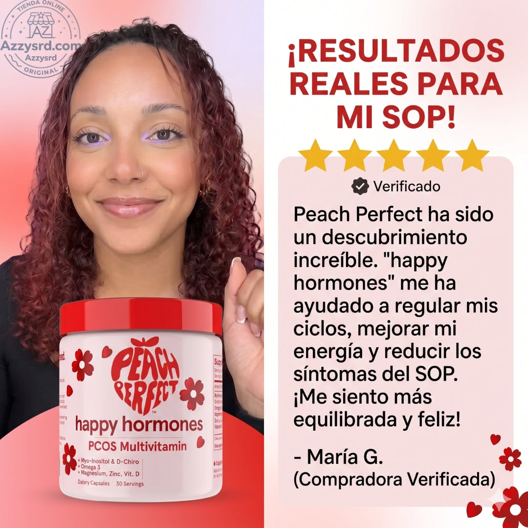 🍑✨ Peach Perfect™ Happy Hormones Formula 🌸💖 | Mio-Inositol + D-Chiro 40:1 🧬 Omega-3, Vitamina D3, Magnesio y Zinc ⚡ Apoya el balance hormonal, energía, mood y bienestar femenino 🌿 120 Cápsulas Premium 💊
