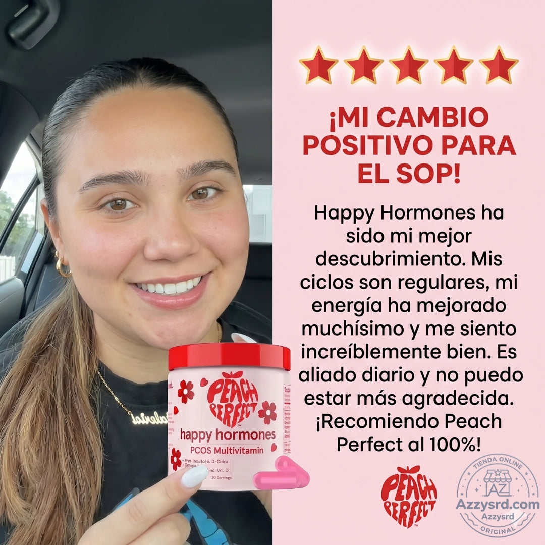 🍑✨ Peach Perfect™ Happy Hormones Formula 🌸💖 | Mio-Inositol + D-Chiro 40:1 🧬 Omega-3, Vitamina D3, Magnesio y Zinc ⚡ Apoya el balance hormonal, energía, mood y bienestar femenino 🌿 120 Cápsulas Premium 💊