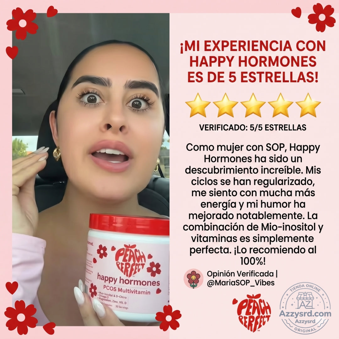 🍑✨ Peach Perfect™ Happy Hormones Formula 🌸💖 | Mio-Inositol + D-Chiro 40:1 🧬 Omega-3, Vitamina D3, Magnesio y Zinc ⚡ Apoya el balance hormonal, energía, mood y bienestar femenino 🌿 120 Cápsulas Premium 💊