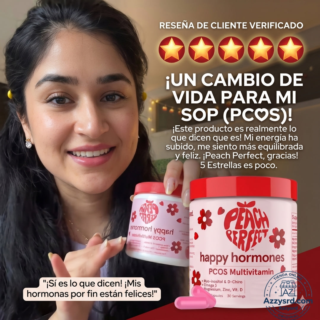🍑✨ Peach Perfect™ Happy Hormones Formula 🌸💖 | Mio-Inositol + D-Chiro 40:1 🧬 Omega-3, Vitamina D3, Magnesio y Zinc ⚡ Apoya el balance hormonal, energía, mood y bienestar femenino 🌿 120 Cápsulas Premium 💊