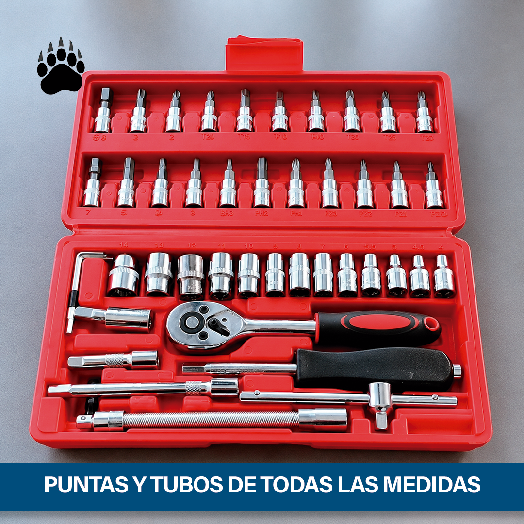 🔧 SET DE LLAVES DE DADO 46 PIEZAS PROFESIONAL
