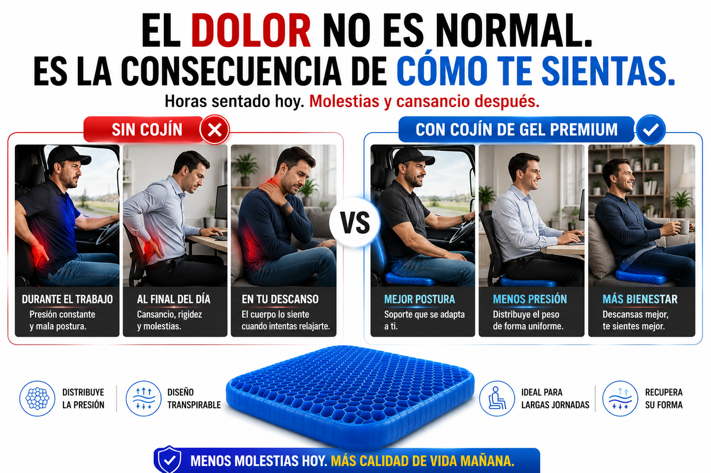 Cojín gel Pro - Menos molestias, más comodidad-ENVIO GRATIS🛻