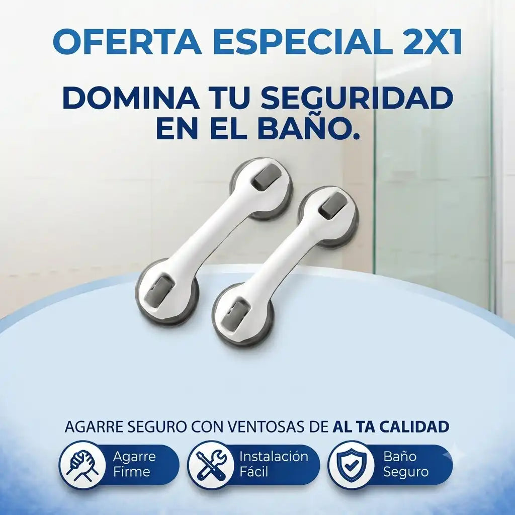 🛁 BARRA DE SEGURIDAD CON VENTOSAS PARA BAÑO