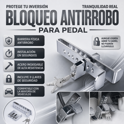 🔒 TitanBlock™ - Traba pedal para auto 3 LLAVES + CANDADO