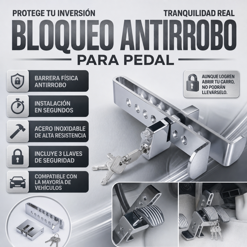 🔒 TitanBlock™ - Traba pedal para auto 3 LLAVES + CANDADO
